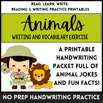 Preview of Animal Jokes & Fun Facts Handwriting Worksheets (No-prep Printable Packet)