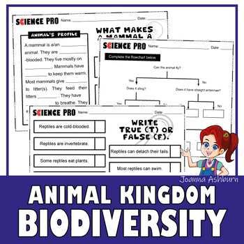 Preview of Animal Kingdom Biodiversity | Vertebrates and Invertebrates Research Activities
