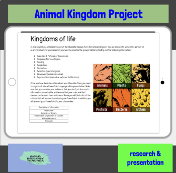 Animal Kingdom Research Project by Bold Biology Teacher | TPT