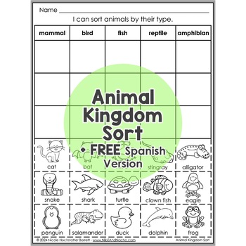 Animal Kingdom Sort Activity by Nicole and Eliceo | TpT