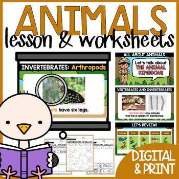 Preview of Animal Kingdom Vertebrates and Invertebrates Lesson Worksheets