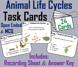 Animal Life Cycles Task Cards Activity: Butterfly, Frog, a