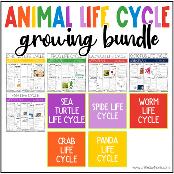 Preview of Animal Life Cycles Science Worksheets Lesson Craft Growing Bundle