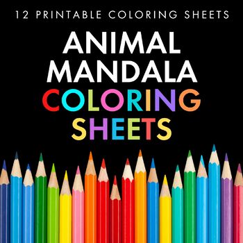 Preview of Animal Mandala Coloring Pages, Mindfulness, Zentangle, SEL Coloring Sheets