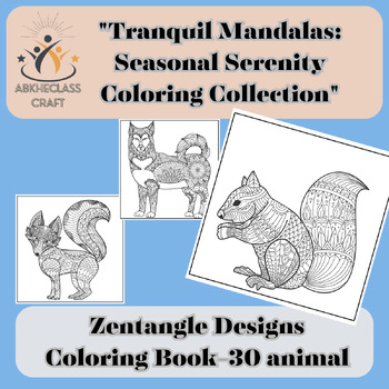 Preview of Animal Mandala and Zentangle Designs Coloring Book-30 animal coloring pages