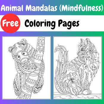 Preview of Animal Mandalas (Mindfulness) Coloring Pages | last day of school coloring