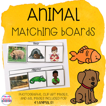 Preview of Animal Matching Boards | ASL