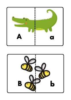 Preview of Animal Matching Upper and Lower Case Puzzle Game Cards