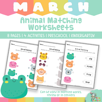 Animal Matching Worksheets by TeKa Kinderland | Teachers Pay Teachers