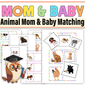 Preview of Animal Mom & Baby Matching |Animal Mom & Baby Flashcards Special Education