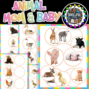 Preview of Animal Mom & Baby Matching Flashcards |Animal Mom & Baby  Special Education