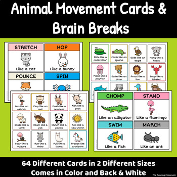 Animal and Action Brain Break Movement Cards by The Brown Bear Book Club