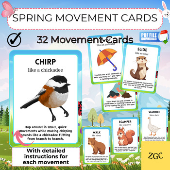 Preview of Animal Movement Cards, Movement Activity, Action Cards, Circle Time