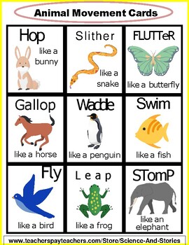 Preview of Animal Movement Cards for your children moving