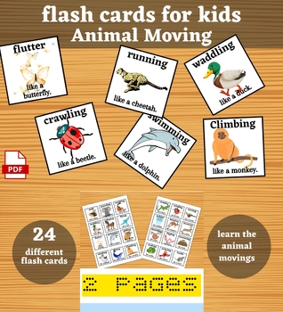 Preview of Animal Movement Flashcards Learning Game - Preschool and Brain Break Transition