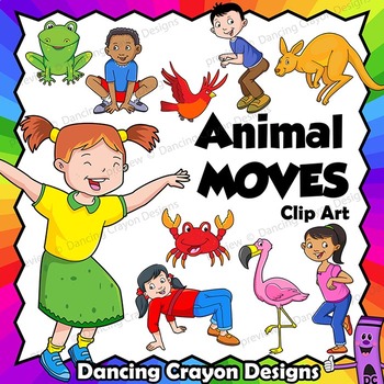 Preview of Animal Movement - Kids in Animal Poses | Clip Art Kids