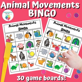 Preview of Animal Movements BINGO game Speech Therapy Animal Actions Sensory Break