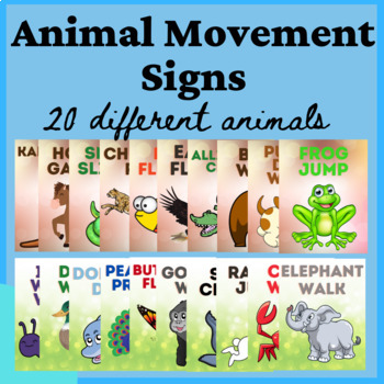 Preview of Animal Movements Physical Education Fitness Activity PE Signs