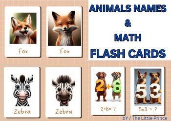 Preview of Animal Names|Math operations Flash Cards Autism and speech therapy