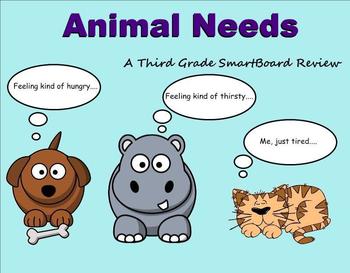 Preview of Animal Needs - A Third Grade SmartBoard Review