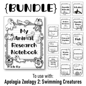 Preview of Animal Notebook {BUNDLE}  Research Templates. Apologia Zoology 2. Lessons 1-13