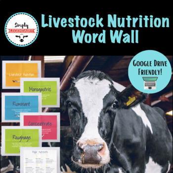 Preview of Animal Nutrition Vocab Word Wall Agriculture Animal Science