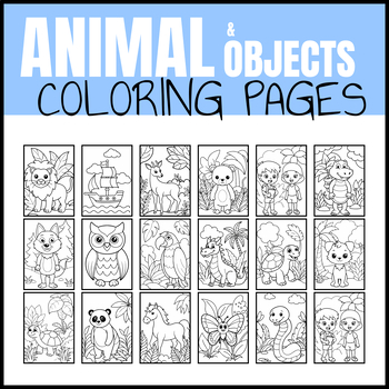 Preview of Animal & Objects Coloring pages printable, SVG, JPG