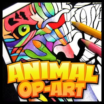 Preview of Animal Op-Art - Templates, Reference, and Coloring Sheets