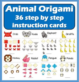 Animal Origami Folding - 36 step by step instruction cards by LessonSense