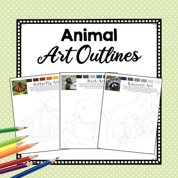 Preview of Animal Outline Templates | Guided Drawing Outlines | Animal Art Activity
