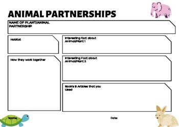 Preview of Animal Partnerships Graphic Oranizer