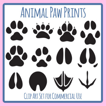 Animal Paw Prints / Tracking / Tracks of Animals Clip Art Set Commercial Use