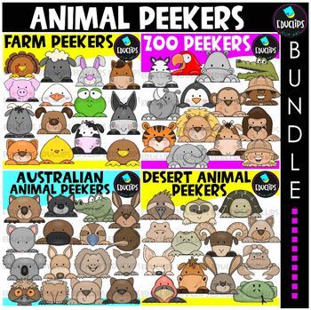 Preview of Animal Peekers Clip Art Bundle {Educlips Clipart}