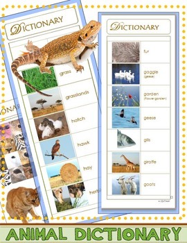 Preview of Animal Picture Dictionary & Word Bank (Portable "Word Wall")
