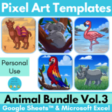 Animal Pixel Art Editable Templates for Google Sheets & Ex