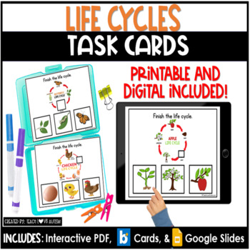 Preview of Animal & Plant Life Cycles | Science Task Cards | Boom Cards