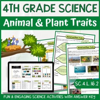 Animal & Plant Traits: 4th Grade Life Science - ACTIVITIES + ANSWER KEY
