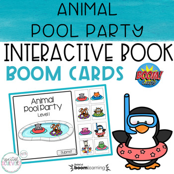 Preview of Animal Pool Party Interactive Book BOOM Cards | DISTANCE LEARNING