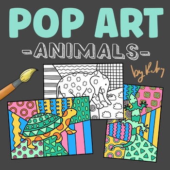 Preview of Animal Pop Art Coloring Pages - Summer Art Activity - End Of The Year