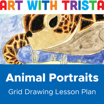 Preview of Animal Portrait Grid Drawing Art Lesson - Draw, Paint & Oil Pastel