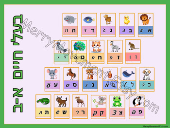 Preview of Animal Poster Hebrew Alphabet| פוסטר אלף-בית בעלי חיים