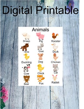 Preview of Animal Poster! Learn your Animals, Toddlers, Autism, wall art classroom decor