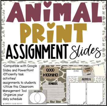 Preview of Animal Print Assignment Slides | Use with Google Slides | Classroom Management