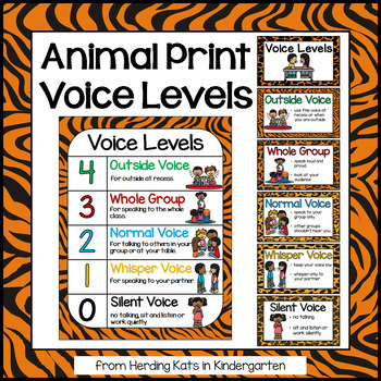 Animal Print Classroom Decor Voice Levels Chart by Herding Kats in  Kindergarten