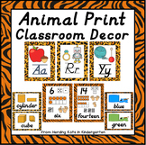 Animal Print Classroom Decor Posters with D'Nealian Font