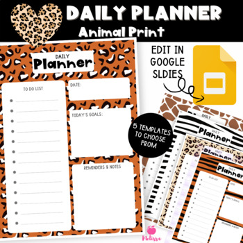 Preview of Animal Print Daily Planner (Google Slides Editable)