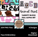 Animal Print Faux Embroidery Alphabet Set - 4 Designs
