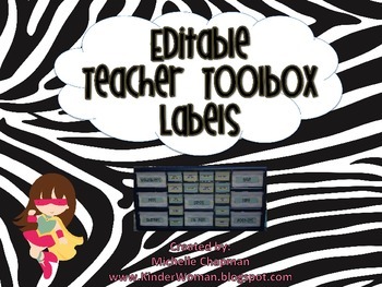 Preview of Animal Print Jungle Themed Teacher Toolbox Labels - Organization