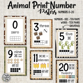 Preview of Animal Print Number posters - Numbers 0-20