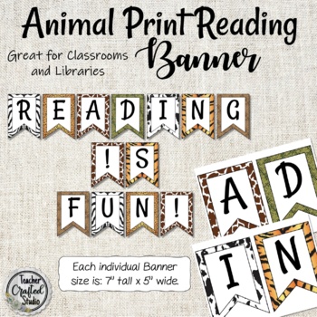 Preview of Animal Print Reading Nook Banner - Classroom library -  Bulletin Board